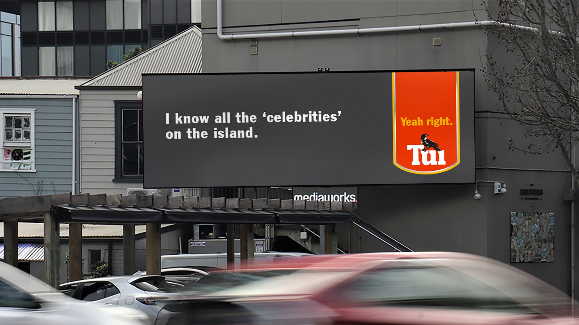 Another example of the Tui billboards rolled out on Saturday takes a crack at Celebrity Treasure Island contestants.