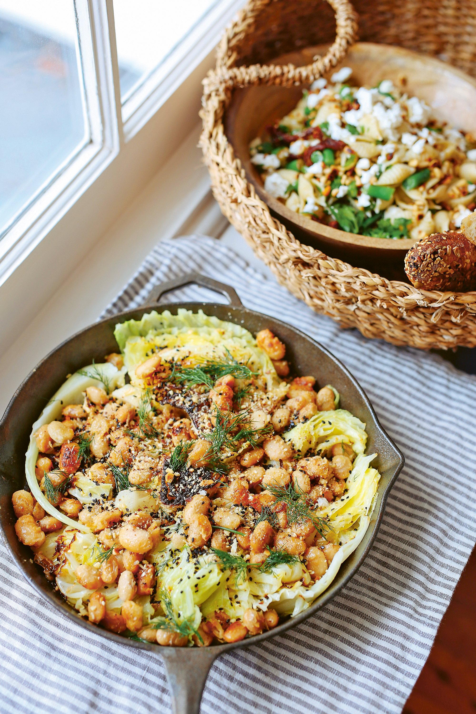 Charred cabbage salad with butterbeans. Photo / Sophie Hansen