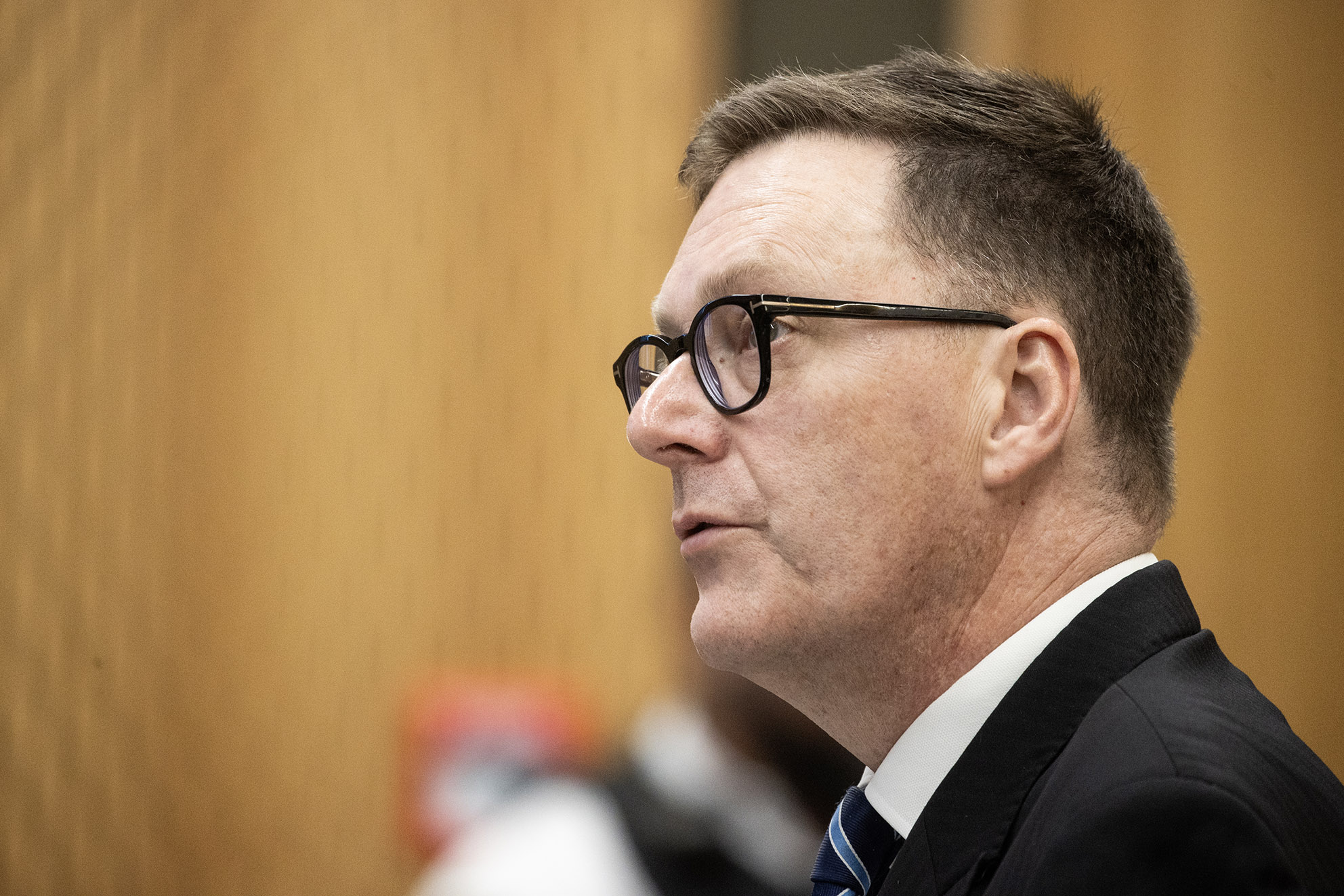 David Boldt, counsel assisting the coroner, pictured during the inquest into the March 15 terror attack in the District Court at Christchurch. Photo / George Heard