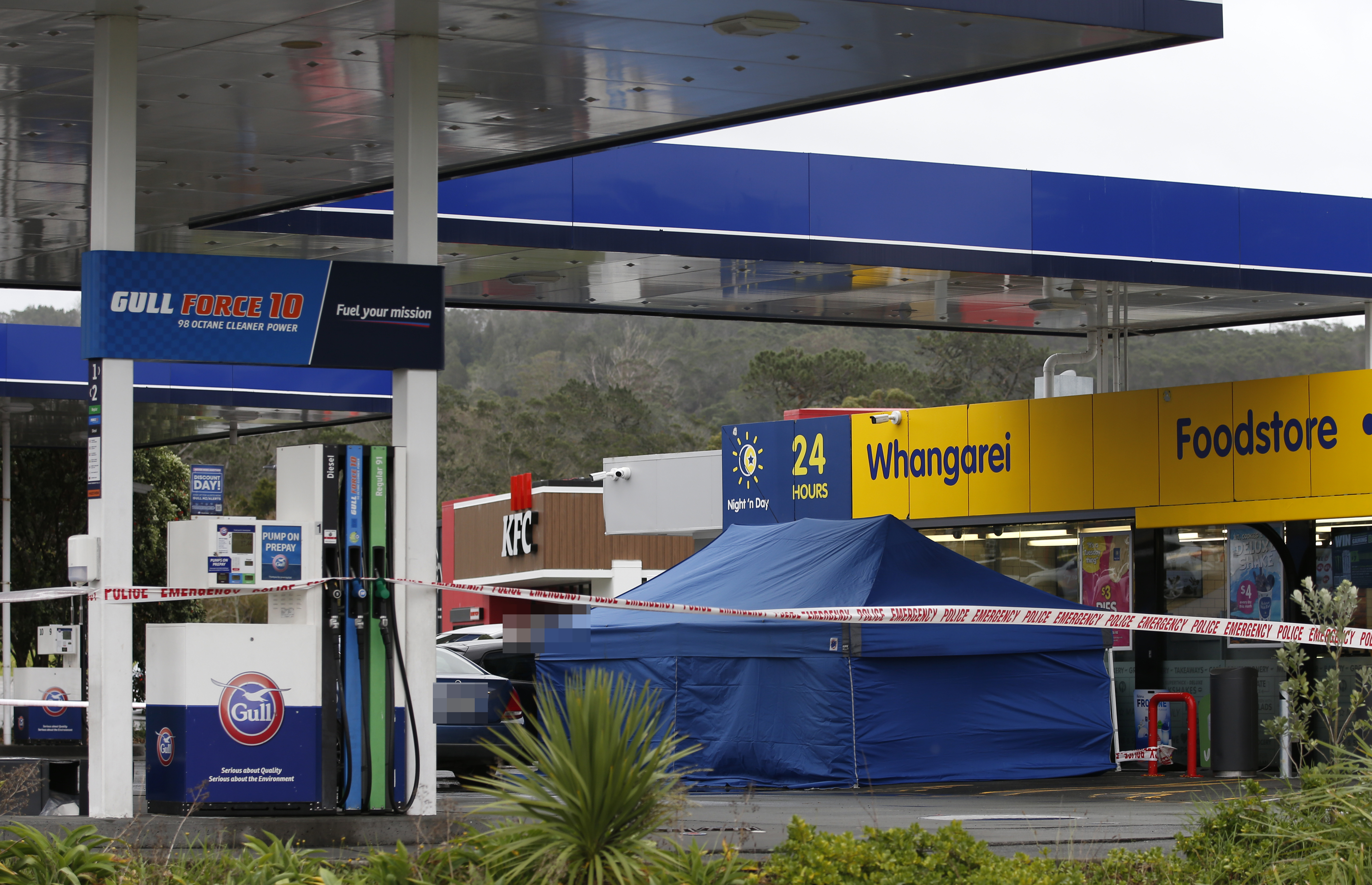 Police have charged four people, but are still investigating the homicide at the Gull service station in Raumanga. Photo / Michael Cunningham
