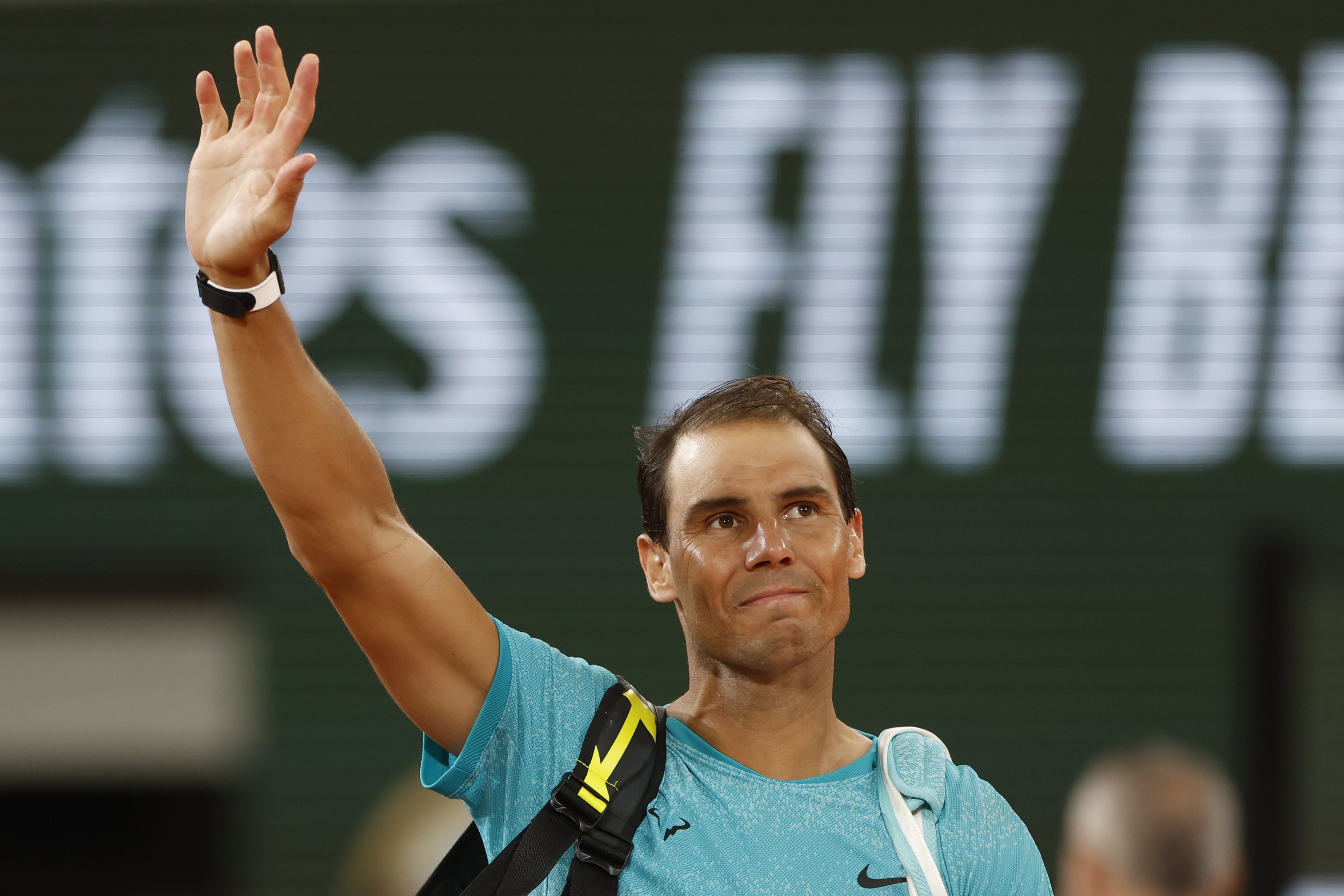 Spain's Rafael Nadal waves as he leaves the court after losing against Germany's Alexander Zverev during their first round match of the French Open. Photo / AP