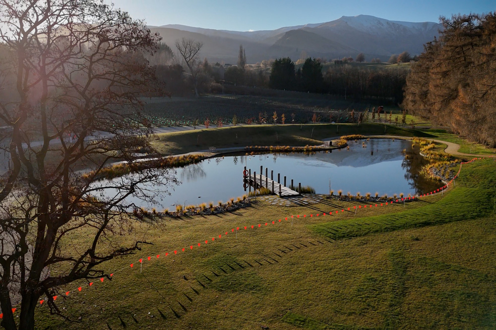 Each lake has a jetty and one has an island for special events like weddings. Photo / Jason Dorday