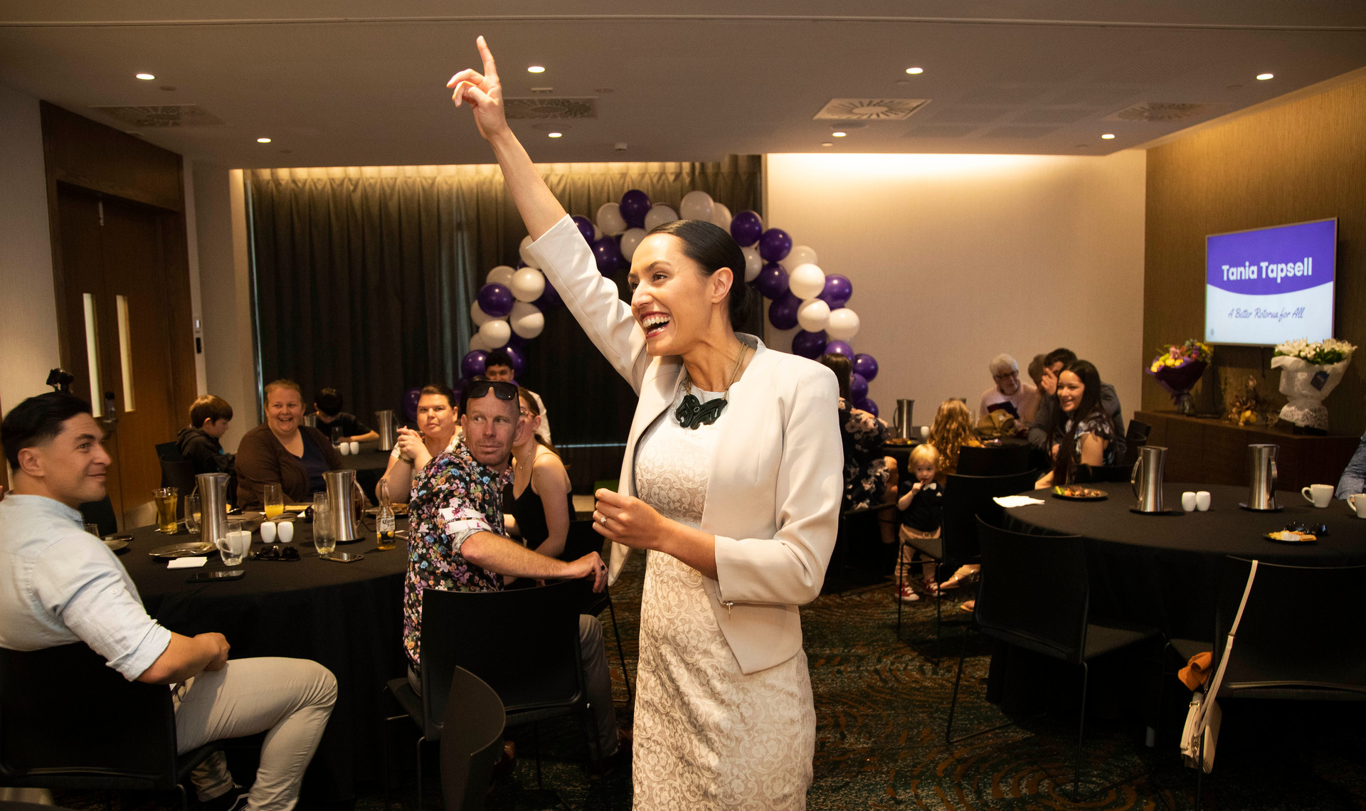 Tania Tapsell at her election party. Photo / Alan Gibson
