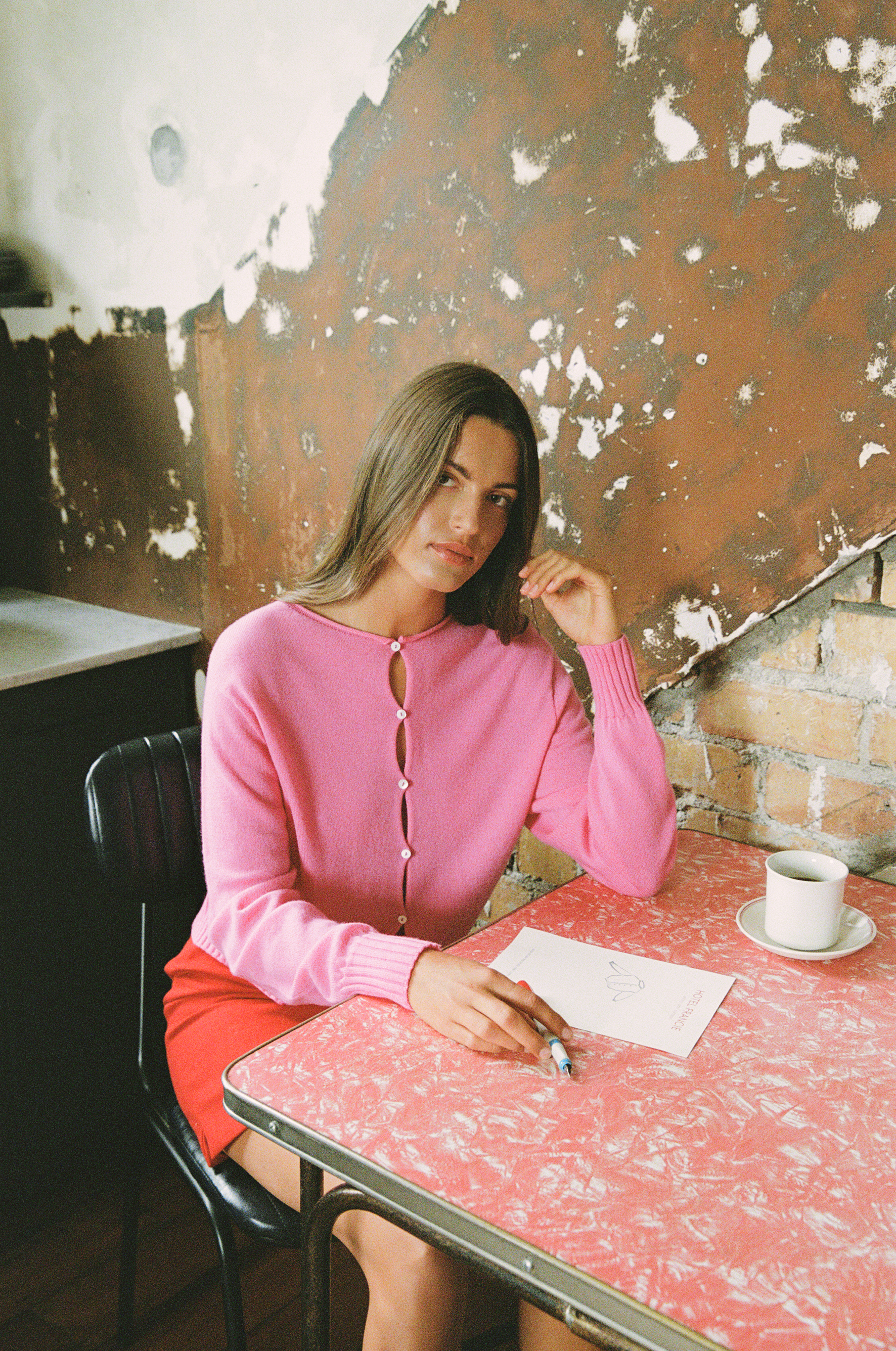 A sweet cardigan from Francie's latest campaign (hair and makeup by Rae Sacha). Photo / Greta van der Star