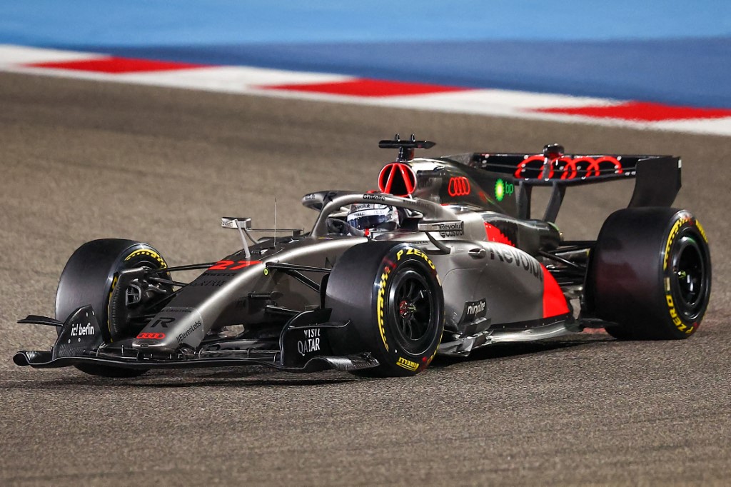 Audi's 2026 Formula One car in pre-season testing. Photo / AFP