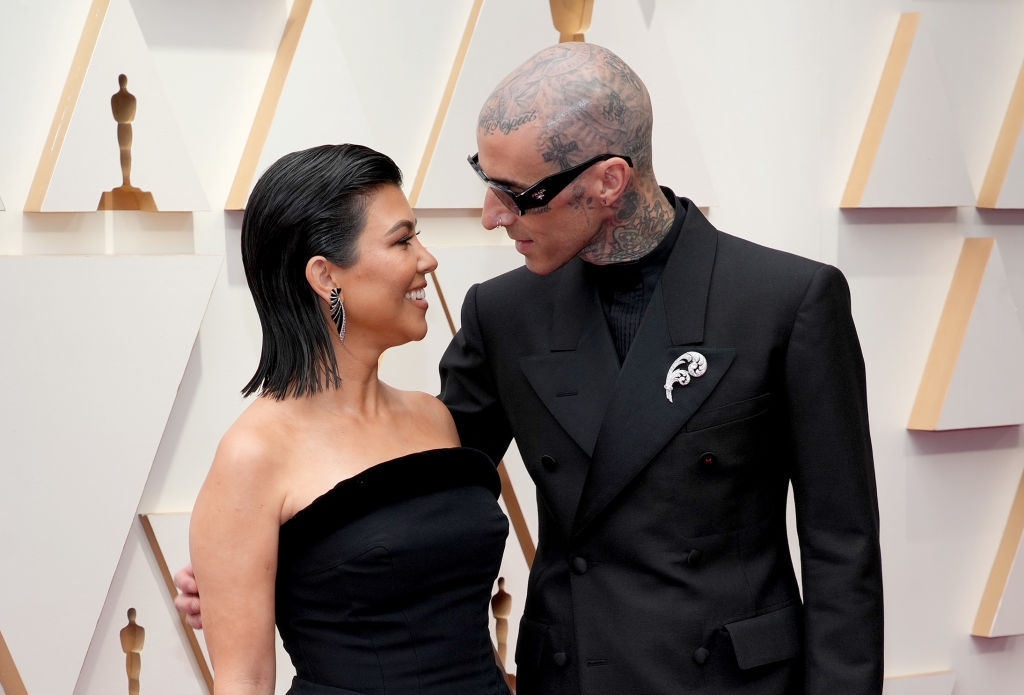 Travis Barker and Kourtney Kardashian stepped out together at the Oscars and the Grammys. Photo / Getty Images