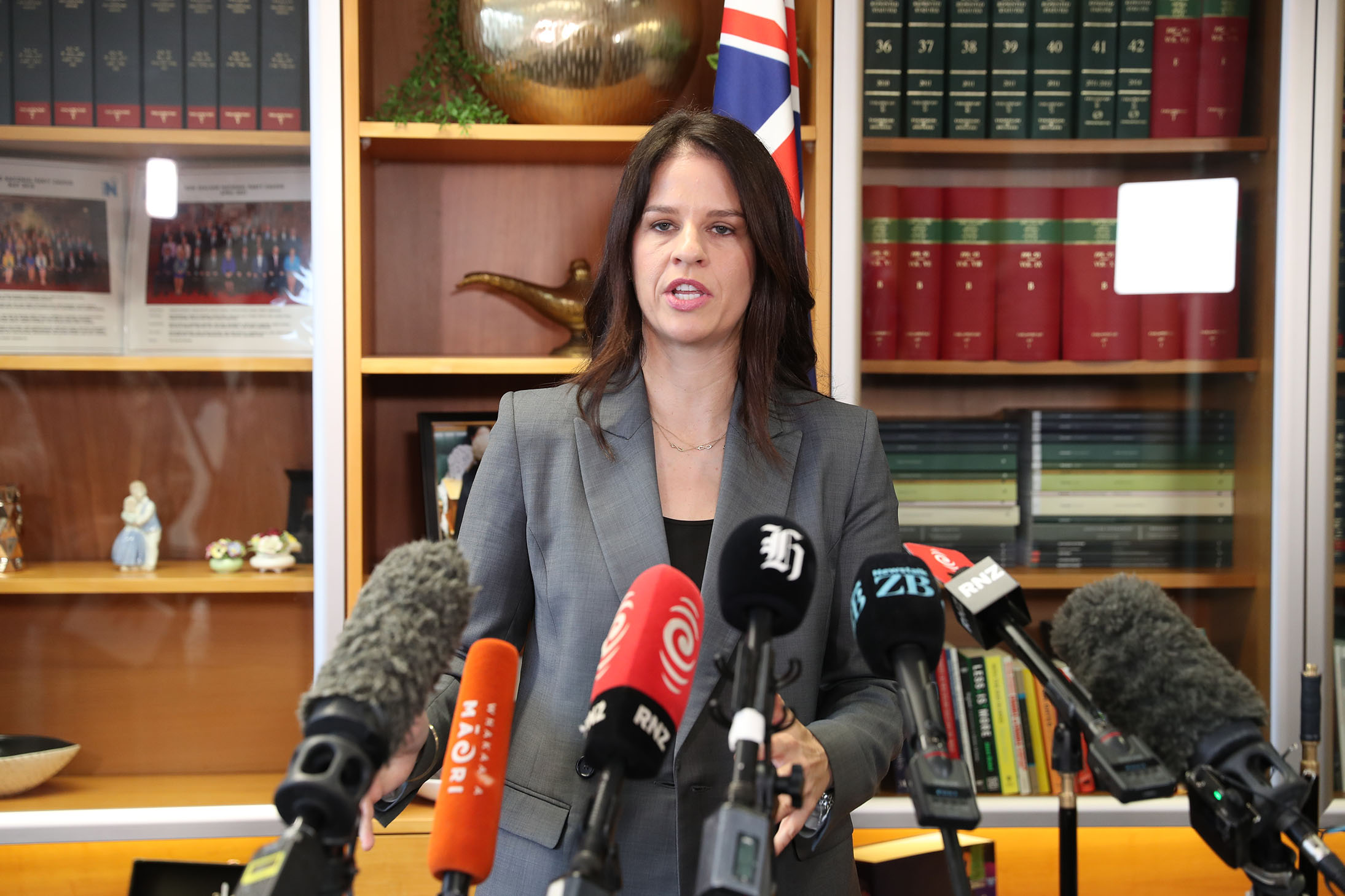 Erica Stanford speaks to media about the parity issue. Photo / Mark Mitchell