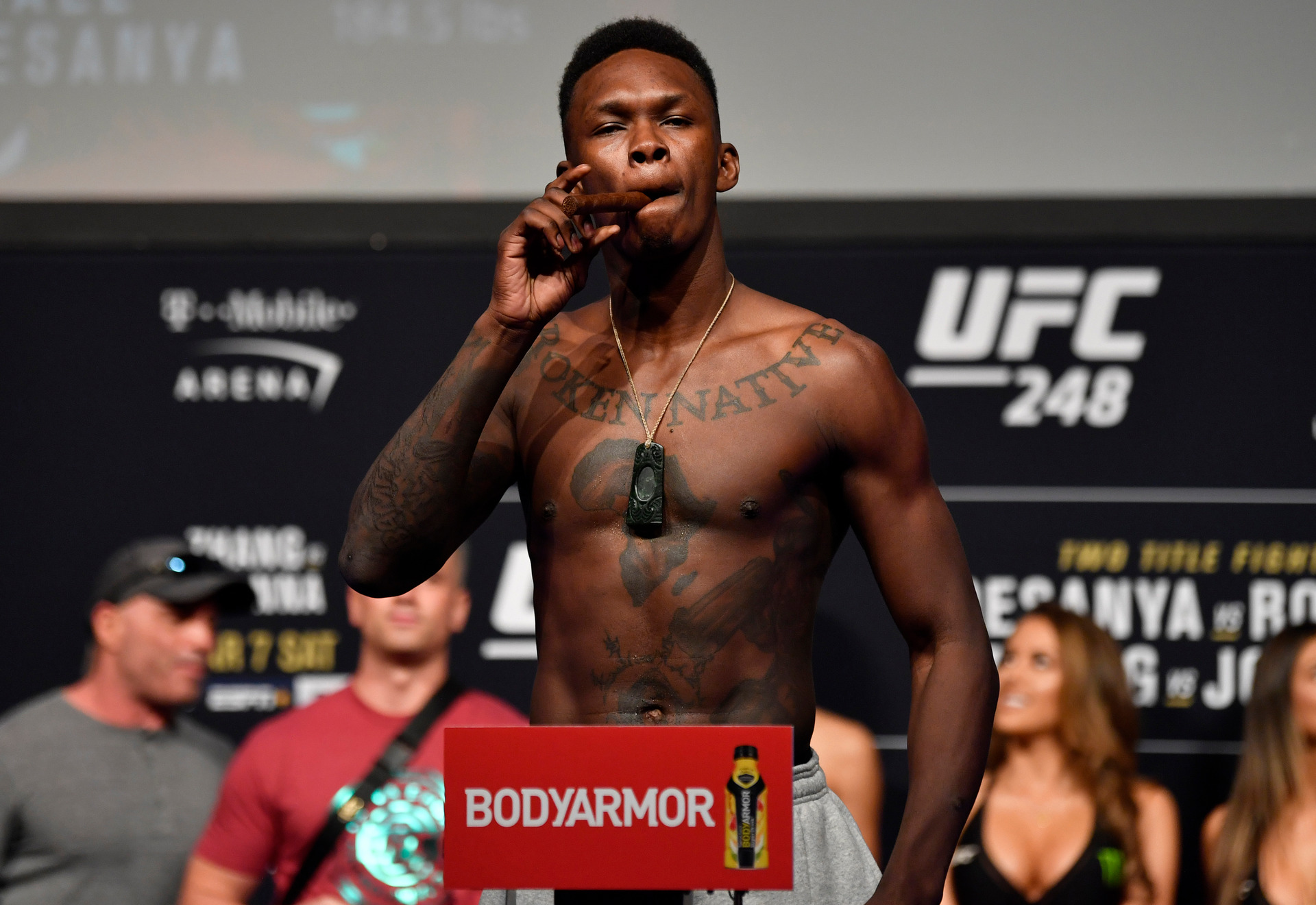 Yoel Romero of Cuba poses on the scale during the UFC 248 weigh-in at  News Photo - Getty Images