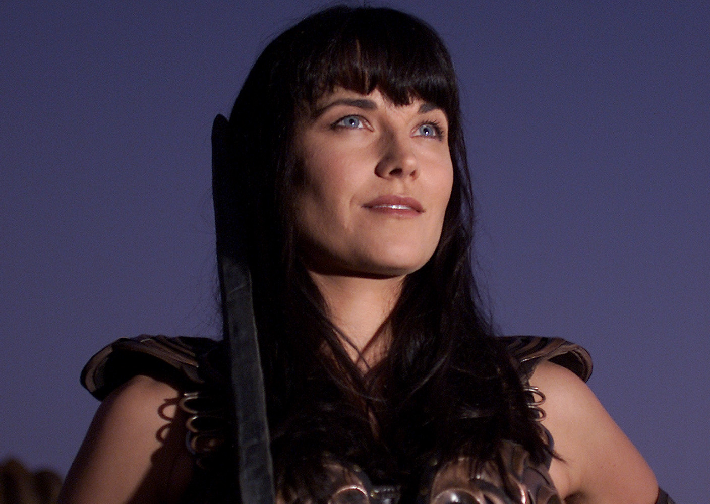 Lucy Lawless pictured at dusk on the final night of filming Xena Warrior Princess. Photo / Richard Robinson