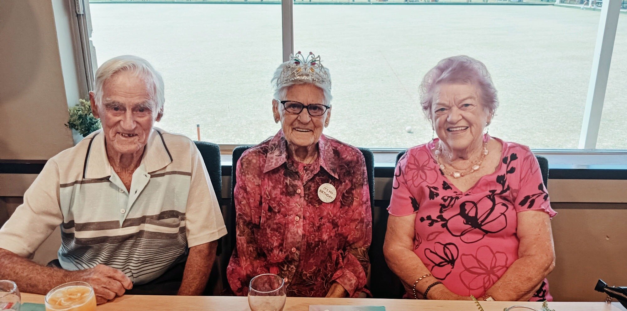 Eileen Davidson, centre, marked her 100th birthday alongside her brother Doug and sister Shirley.