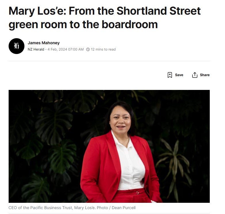The piece about Mary Los'e, chief executive of the Pacific Business Trust, ran on the Herald's website in February 2024.