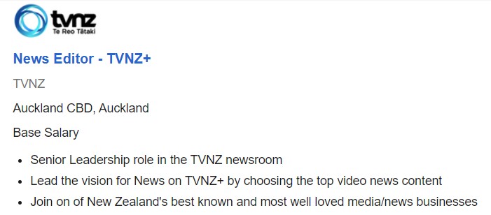TVNZ had been looking for a news leader for its TVNZ+ platform - but the job ad has since been removed from Seek.