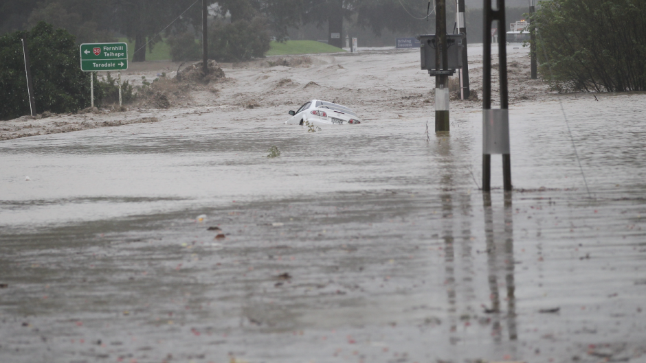 A number of residents along Links Rd at Waiohiki near Napier were rescued today in the flooding. Photo / Paul Taylor