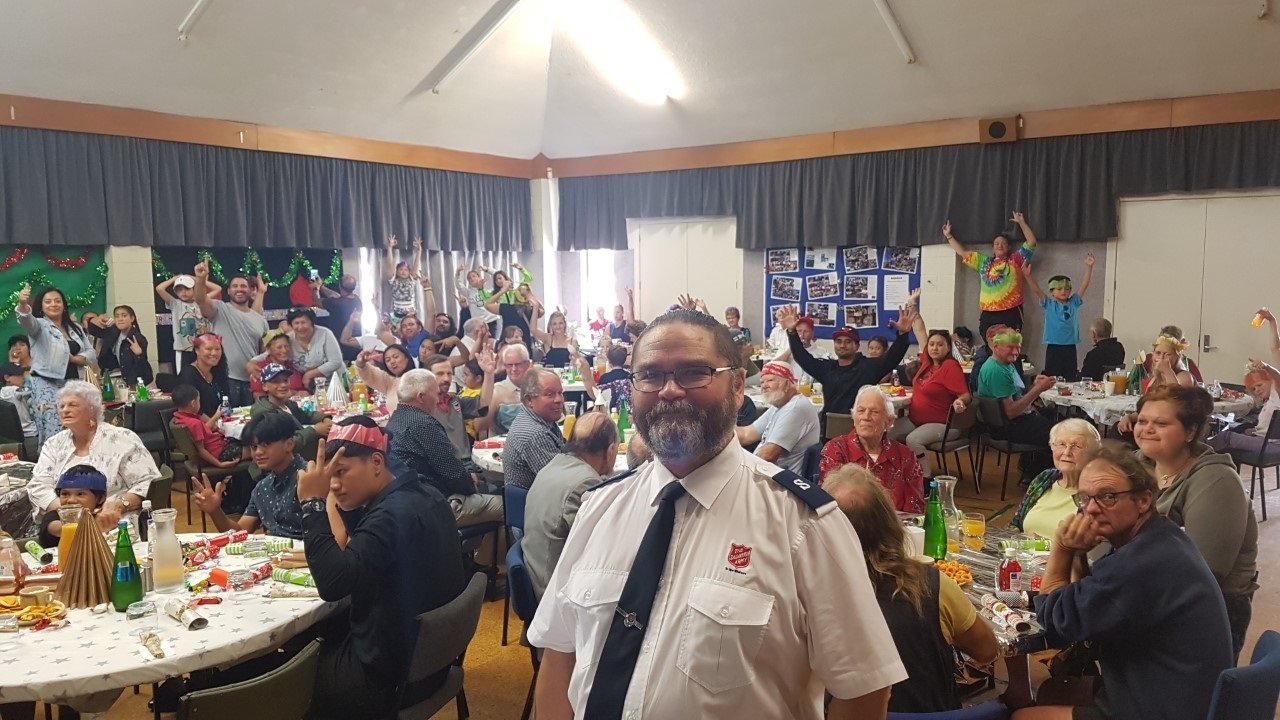 Trevor McLean, Community Ministries Team Leader with the Whangārei Salvation Army, at the Christmas Lunch the Salvation Army put on at its Aubrey St headquarters yesterday. Photo Mike Dinsdale