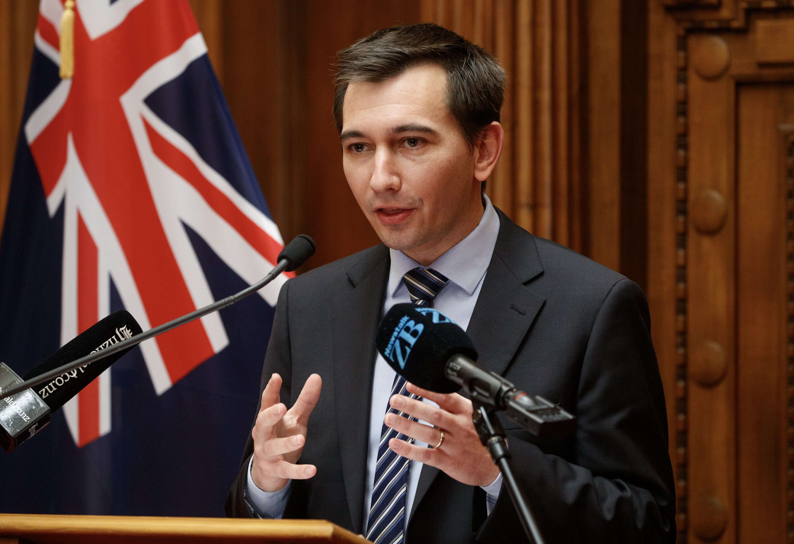 Transport Minister Simeon Brown yesterday announced the Government is watering down emissions standards for vehicles imported into New Zealand. Photo / Mark Mitchell 