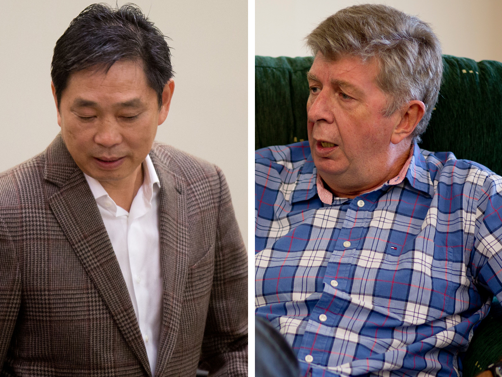 Maurice Williamson (right) is accused of calling a high-ranking police officer following the arrest of Donghua Liu (left) on domestic violence charges. Photo / NZPA. NZ Herald
