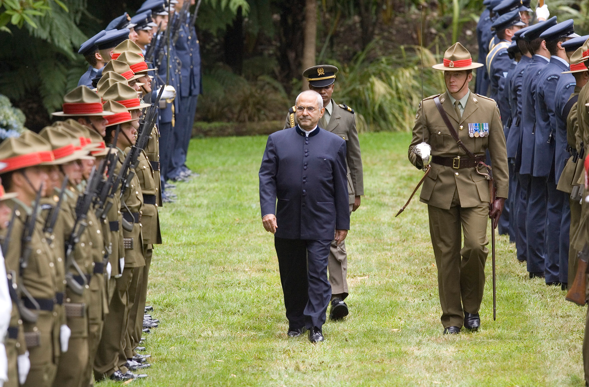 Former East Timor President Dr Jose Ramos-Horta, seen here inspecting a guard of honour in Wellington, was awarded the Nobel Peace Prize in 1996 for working to find 