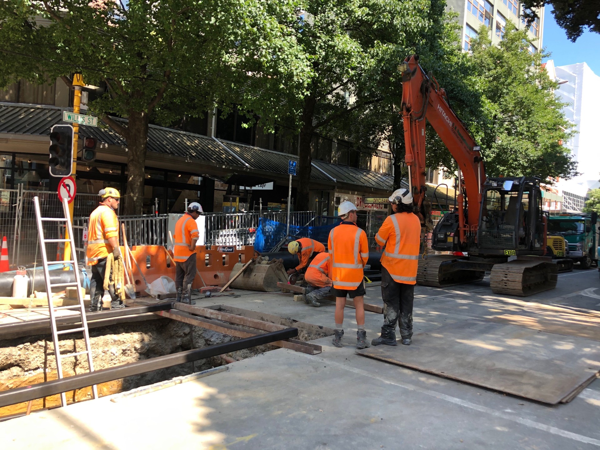 A pipe collapsed under Willis and Dixon Sts on December 20 last year, necessitating the diversion of up to 100 litres of waste a second into the harbour. Photo / Georgina Campbell. 