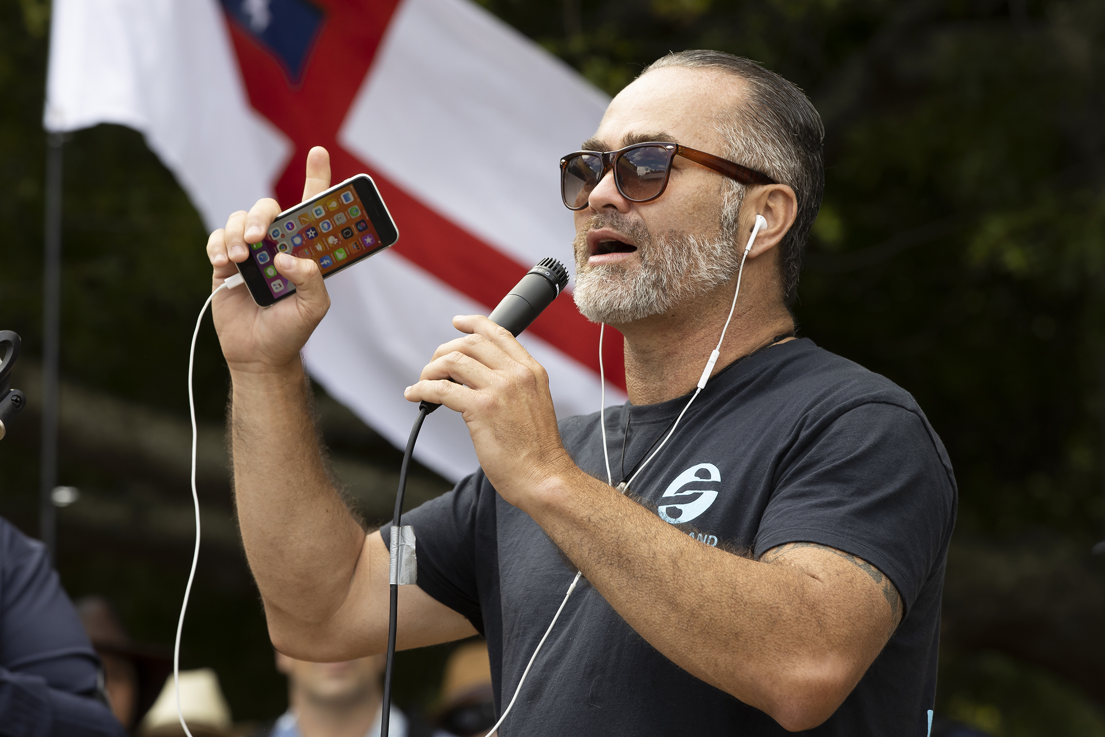 Billy Te Kahika addressing supporters during a protest rally held at Aotea Square, Auckland in 2021. Photo / Brett Phibbs