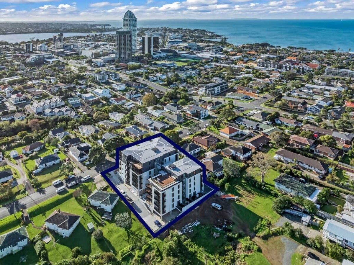  The completed, 46-unit Loxley Apartments at 32-34 Tennyson Ave in Takapuna went up for mortgagee sale on June 6, 2025. Photo / Colliers