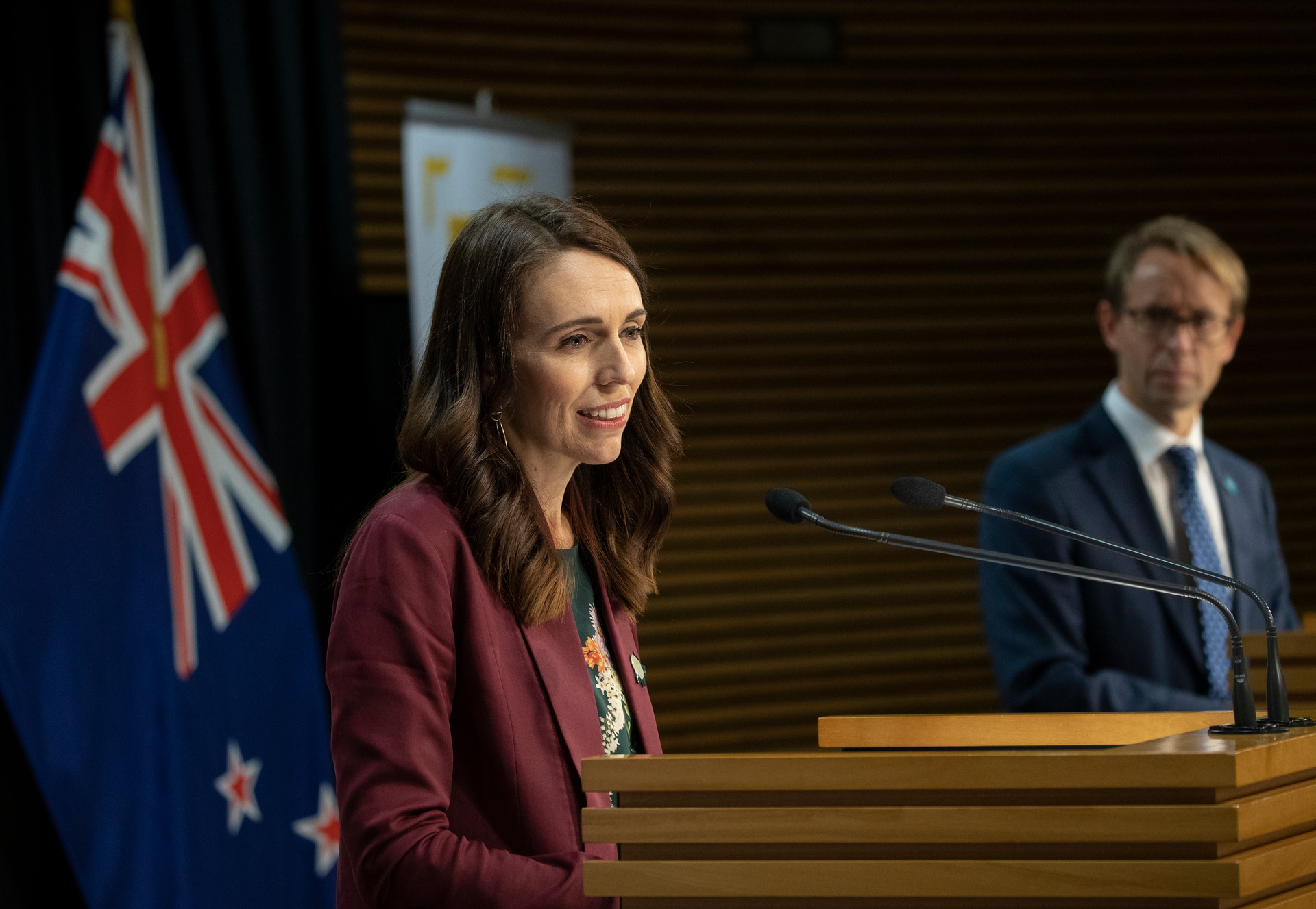 Prime Minister Jacinda Ardern and director general of health Ashley Bloomfield. Photo / Mark Mitchell