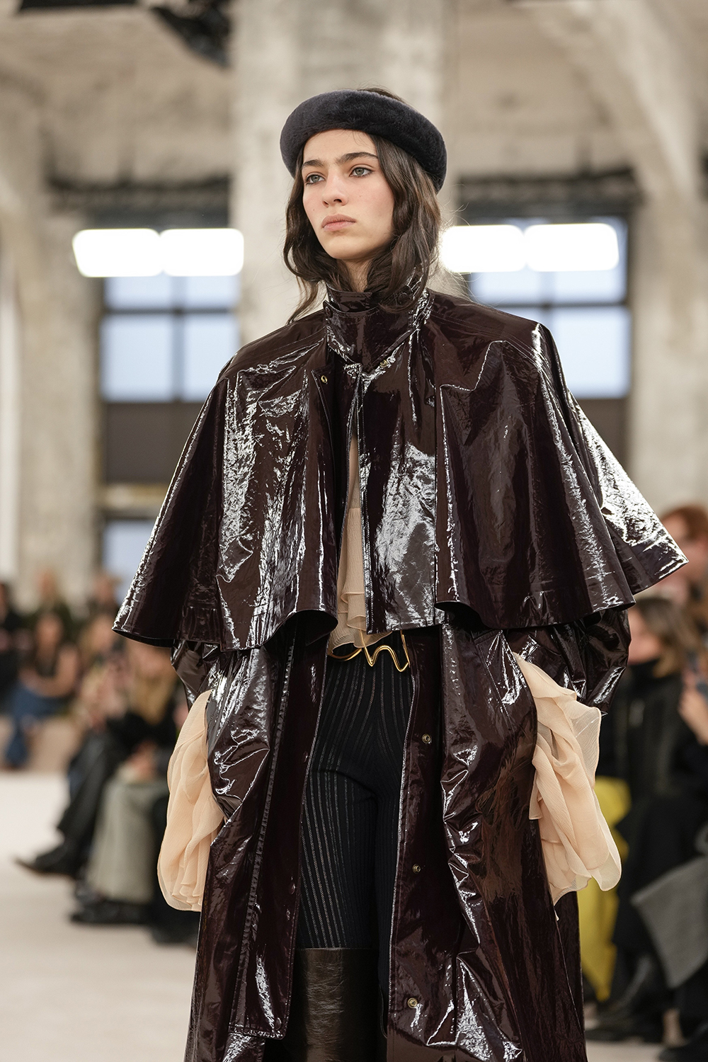 There were capes in cashmere and patent. Photo / AP