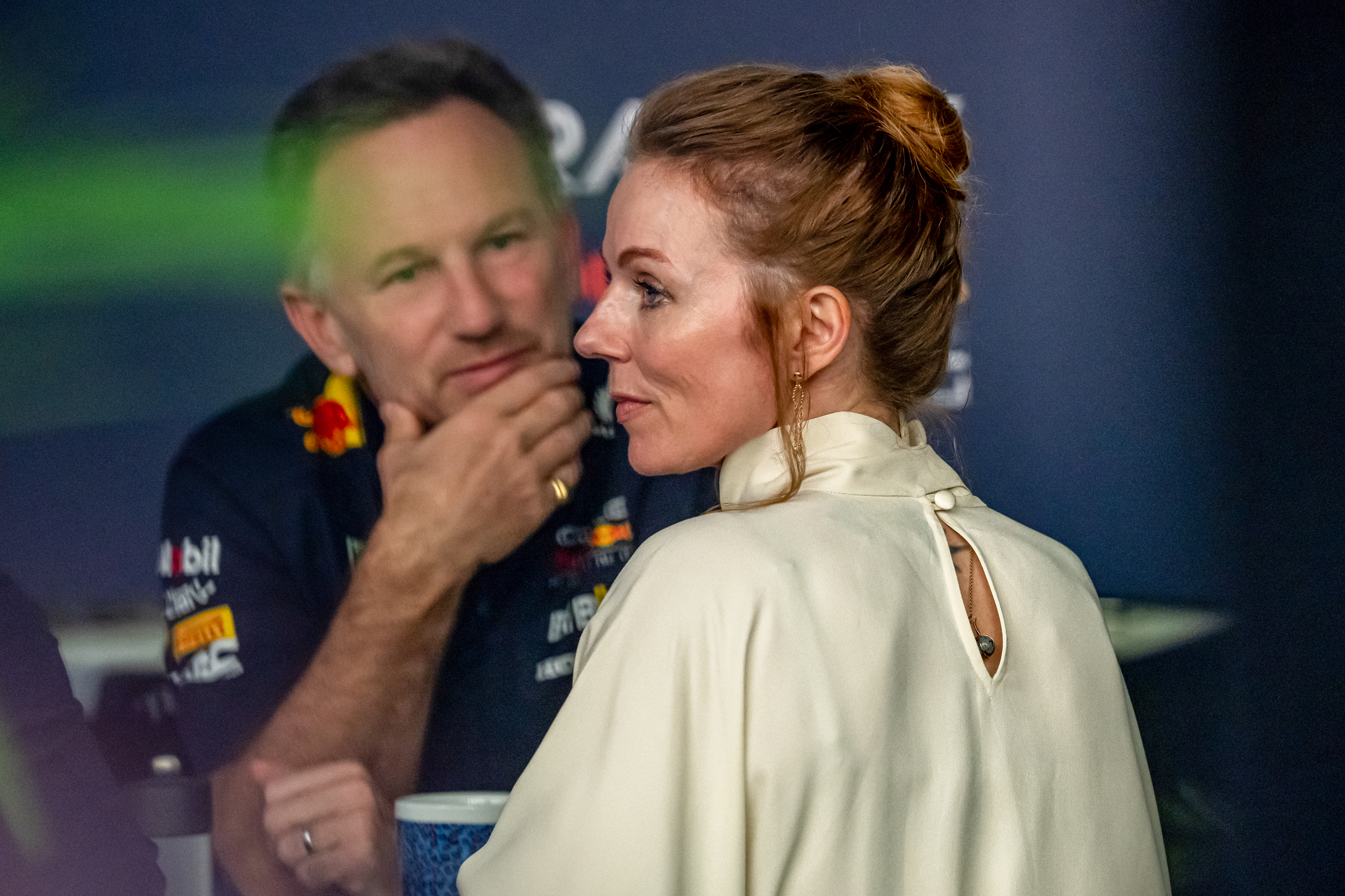 Christian Horner, the team principle of the Red Bull Racing team, and Geri Halliwell, during the F1 Grand Prix of Saudi Arabia at Jeddah Corniche Circuit on March 9. Photo / Getty Images