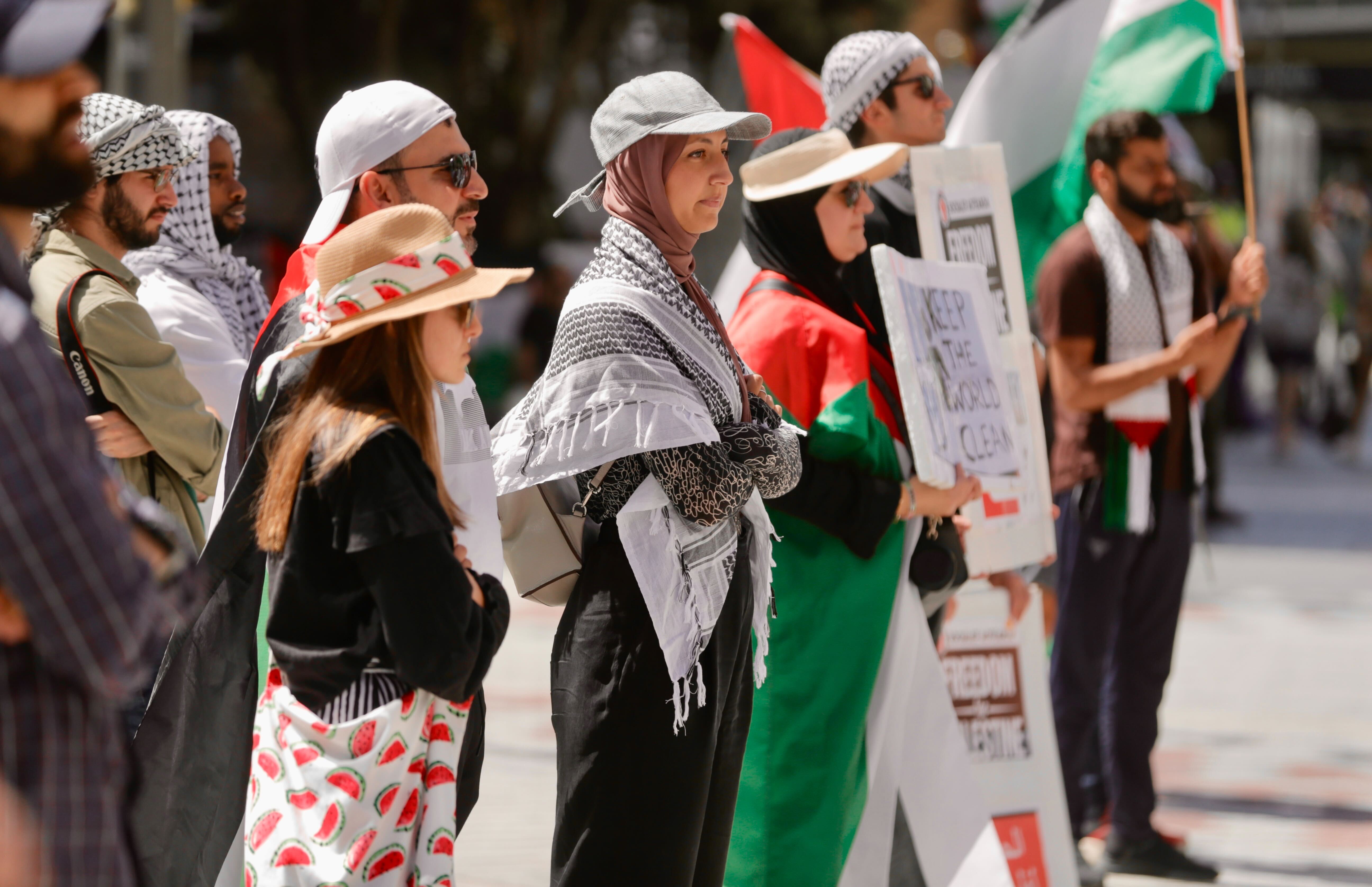A demonstration supporting those affected by the situation in Palestine was held. Photo / Alex Burton