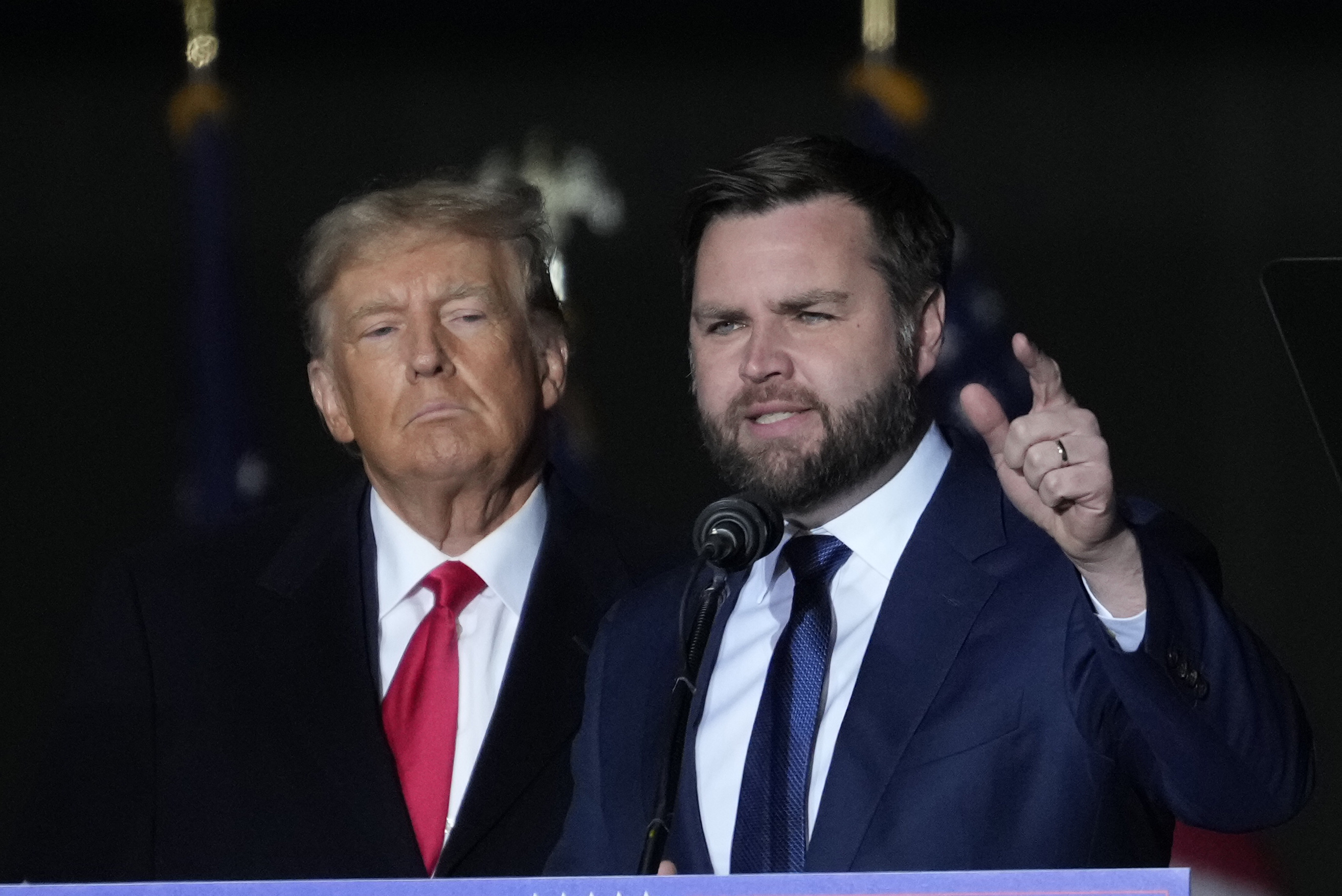 Former US President Donald Trump and Republican candidate for US Senate JD Vance greet supporters during the rally at the Dayton International Airport on November 7, 2022 in Vandalia, Ohio. Photo / Getty Images