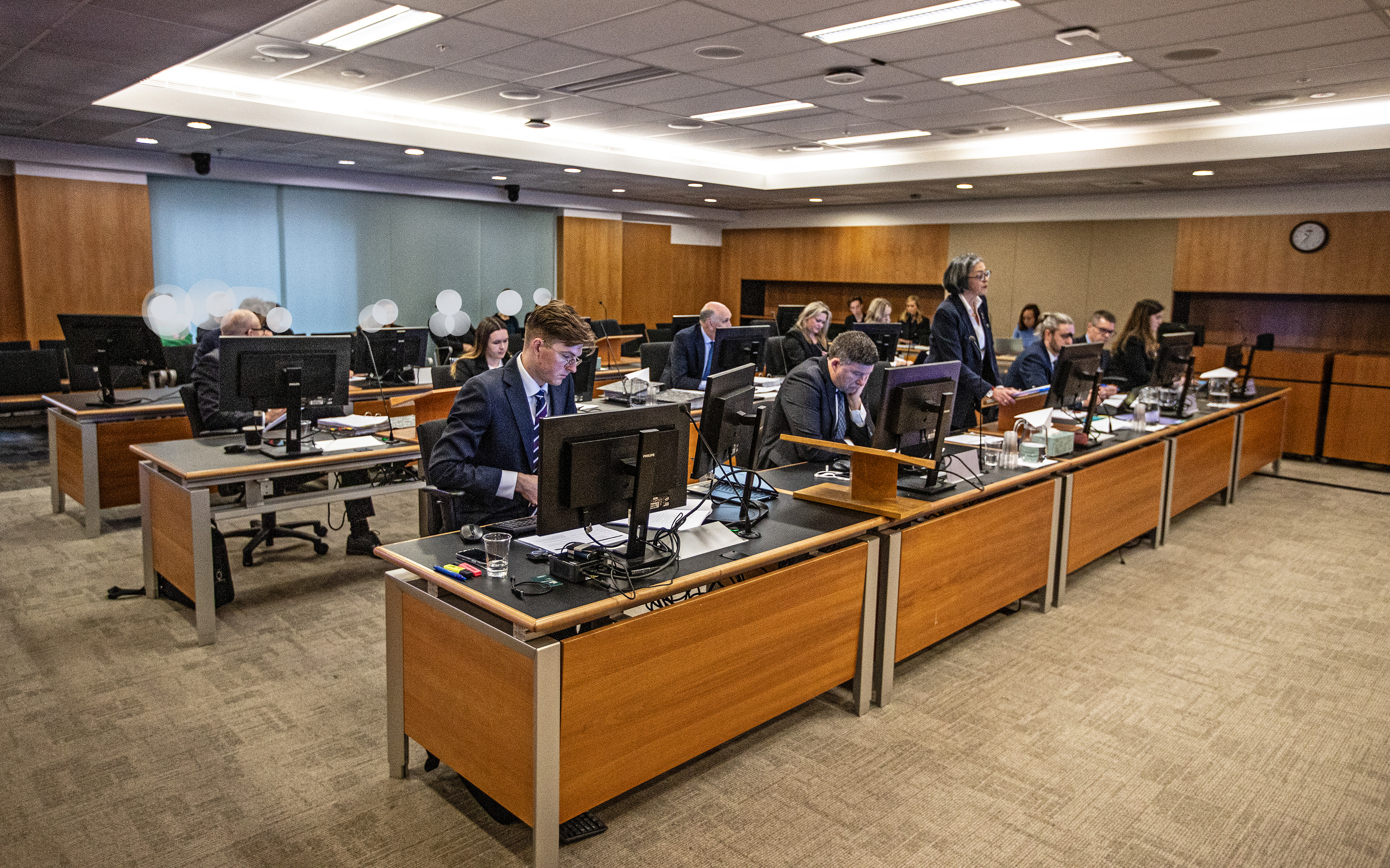 Proceedings get under way on the first day of the Whakaari/White Island trial. Photo / Lawrence Smith