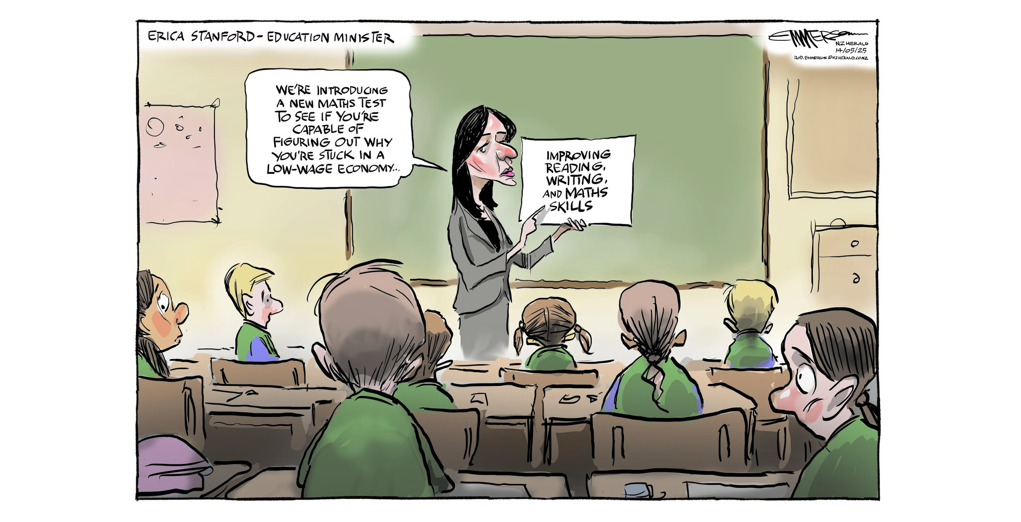 Education minister Erica Stanford introduces a new maths test after a new maths curriculum for primary schools began this year, considerably harder than the old system / Rod Emmerson 