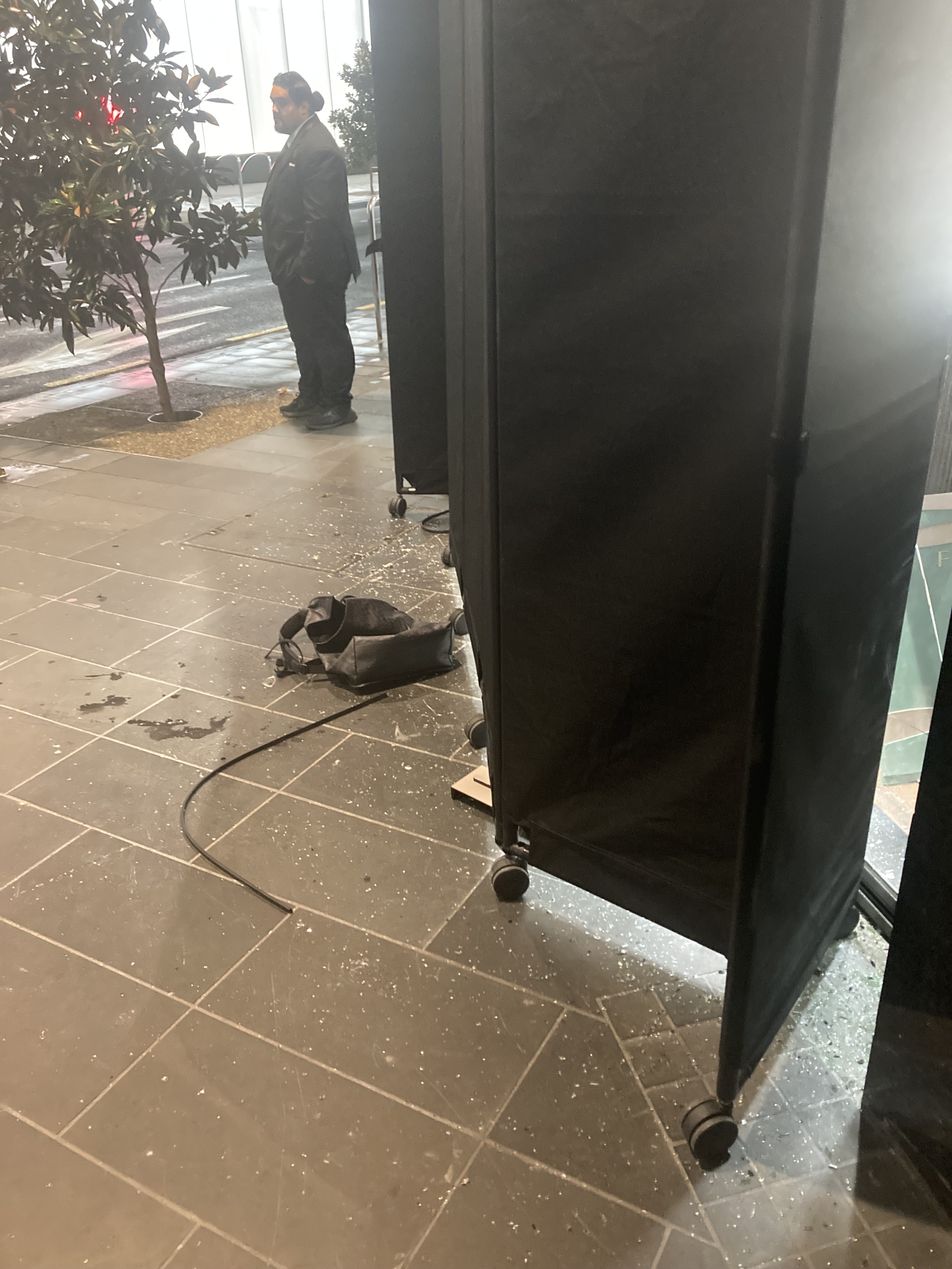 Security outside Partridge Jewellers after an attempted robbery.