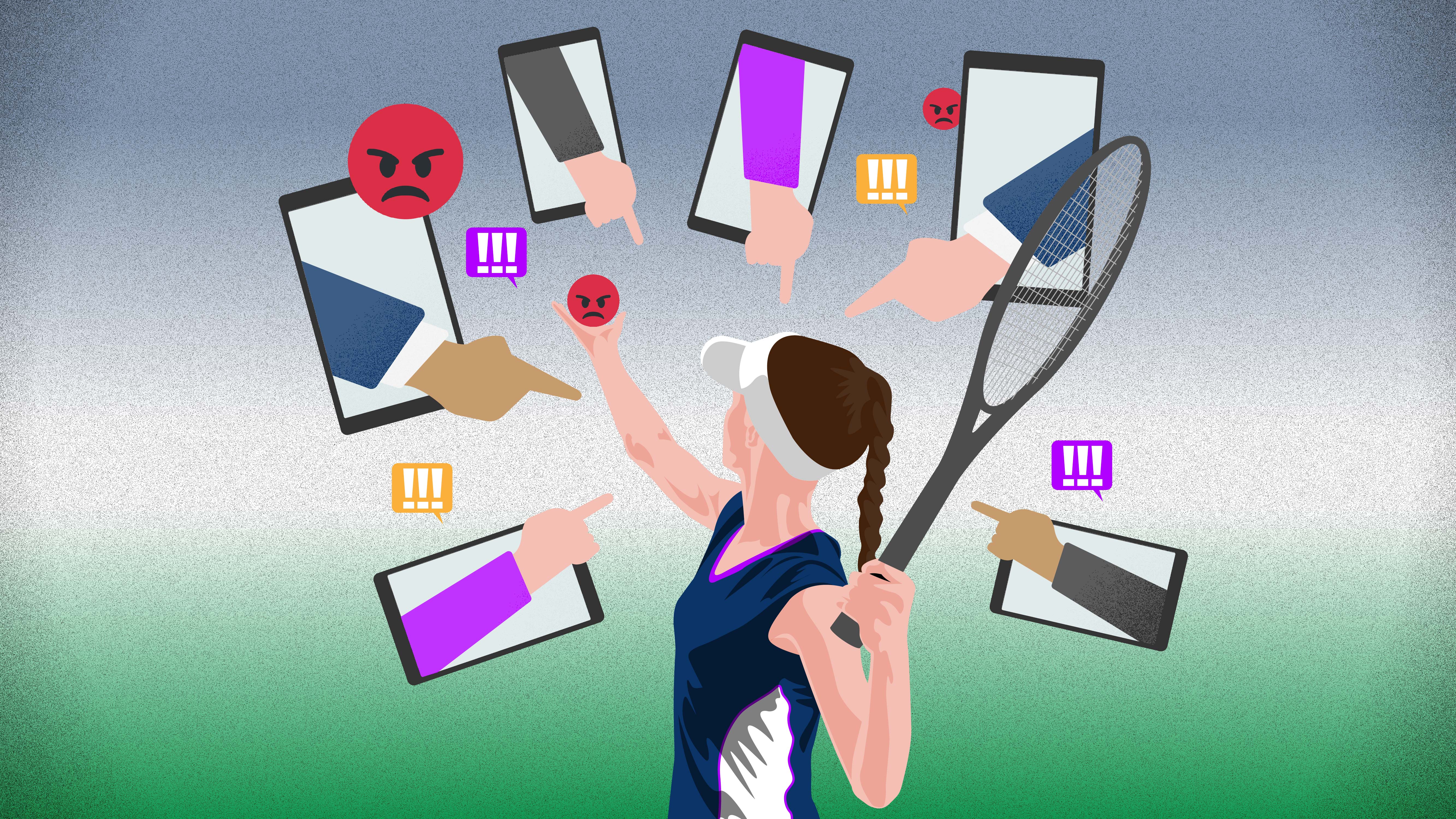 Kiwi tennis players say the hate mail is from gamblers who lost money on their matches. Illustration / Paul Slater