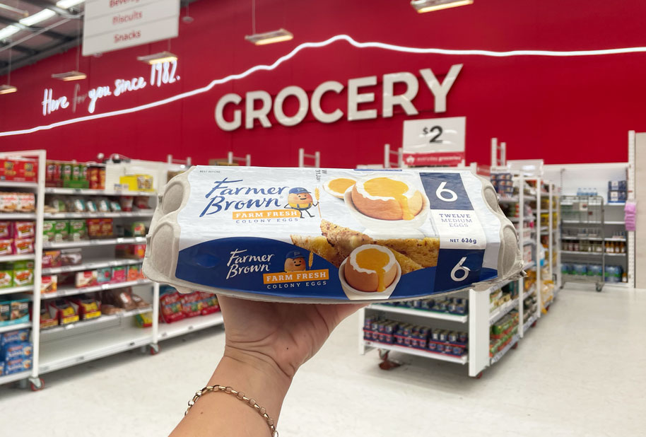 The Warehouse is selling cartons of Farmer Brown Fresh Colony size 6 eggs for just $5.