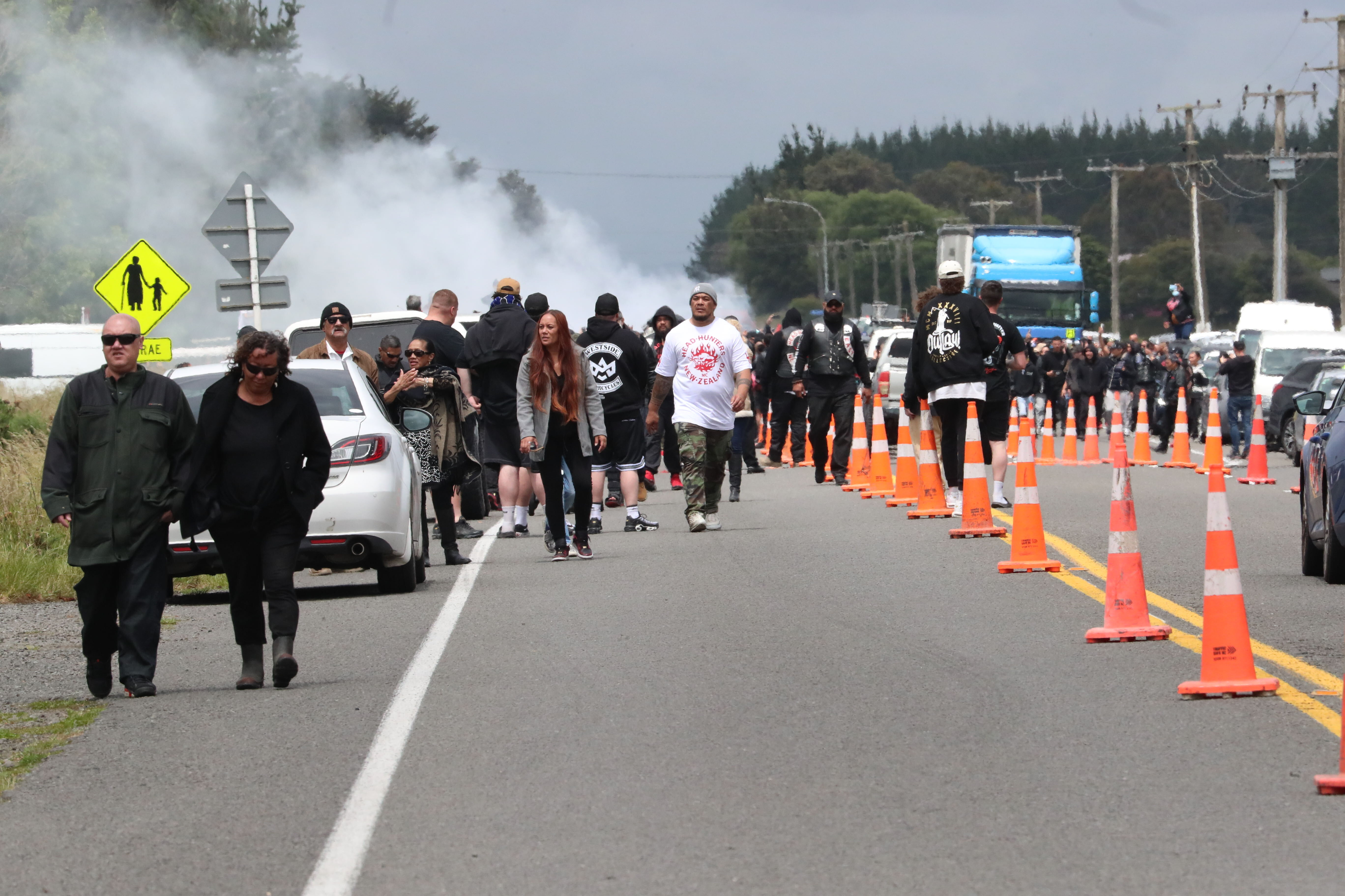 Traffic management and lane restrictions are in place around the marae where William