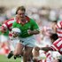 Mike Hall of Wales charges through against Japan.
Photo / Getty Images