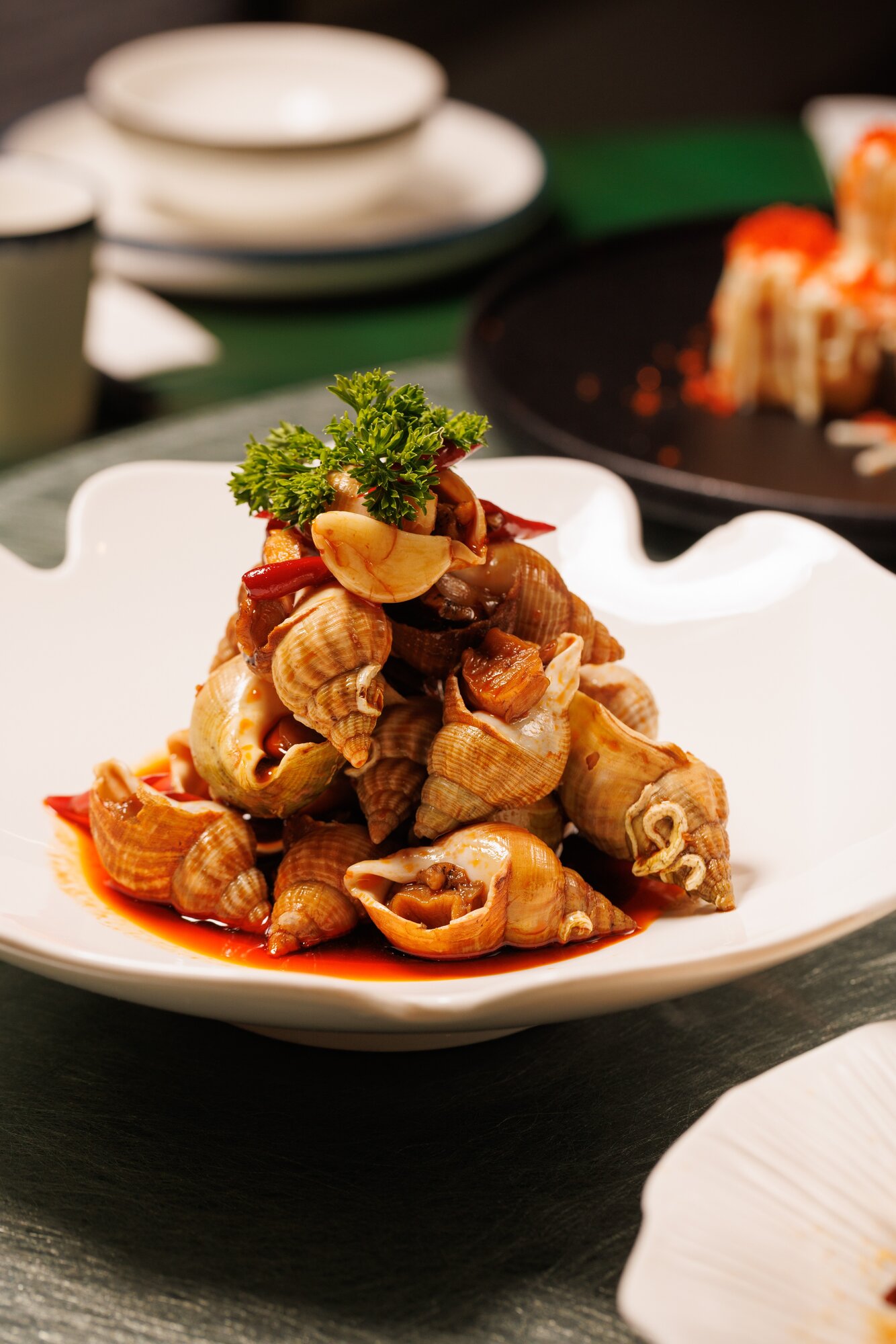 The chilli snails on the menu at Chinese restaurant Mr Lobster. Photo/ Babiche Martens