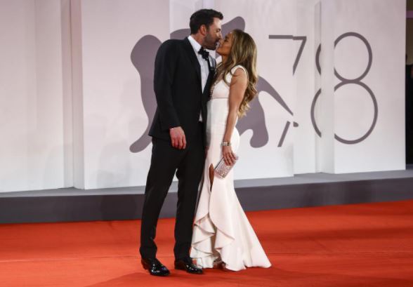 Jennifer Lopez and Ben Affleck upon their arrival at the premiere of The Last Duel. Photo / AP
