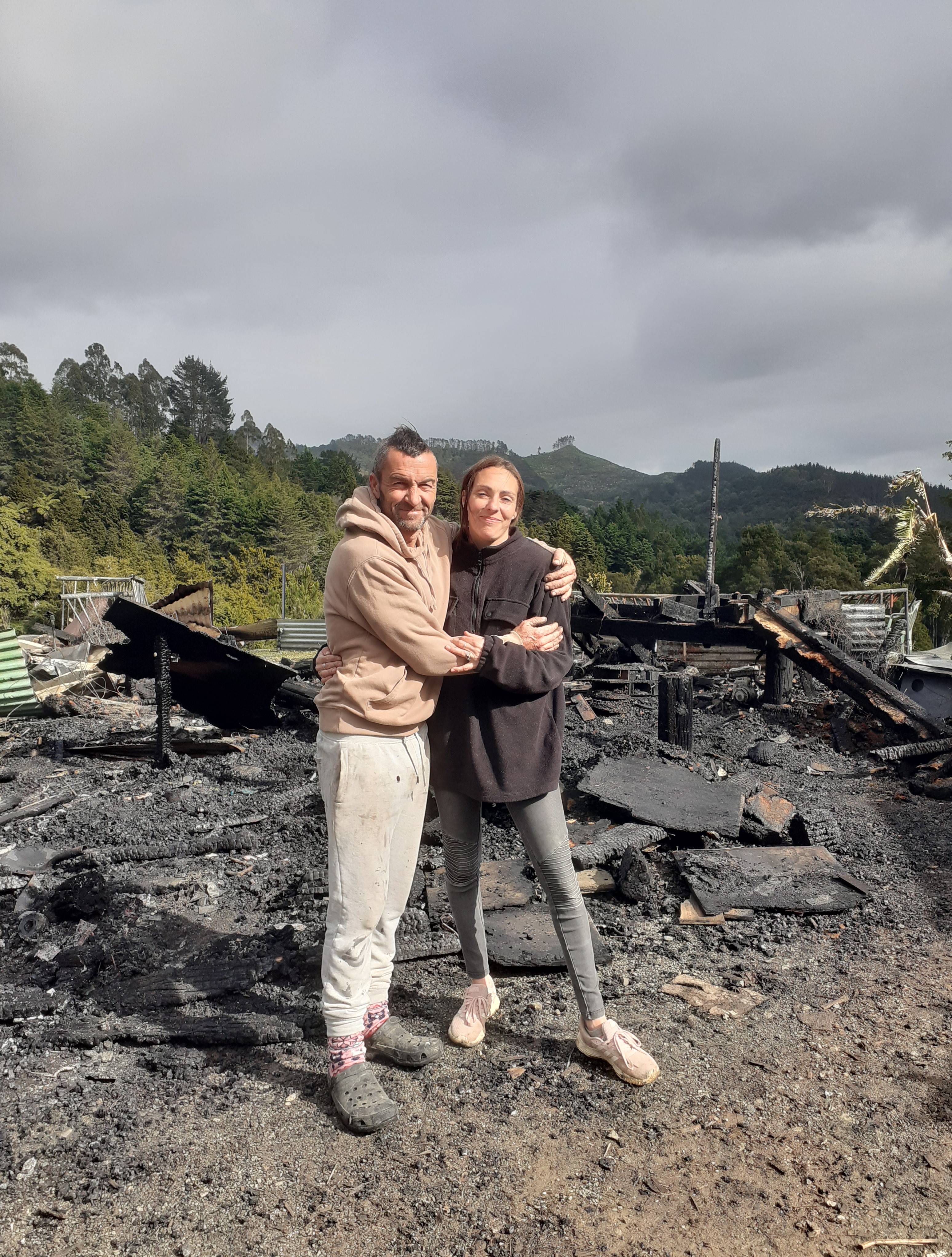 James and Sarah O'Neil are trying to be positive after losing everything in a house fire in Peria on August 11.