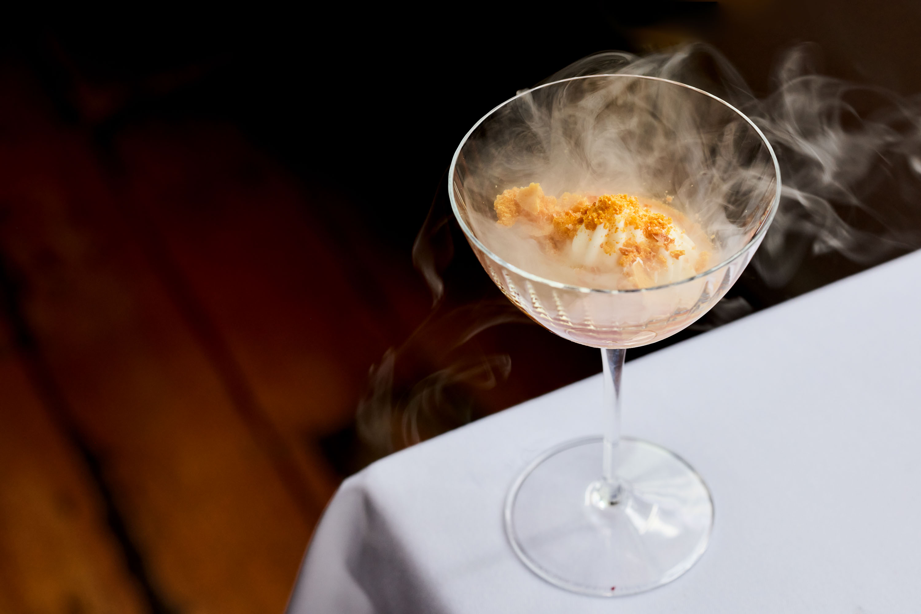 Hokey Smokey, with smoked eel ice cream, caramel and honeycomb. Photo / Babiche Martens