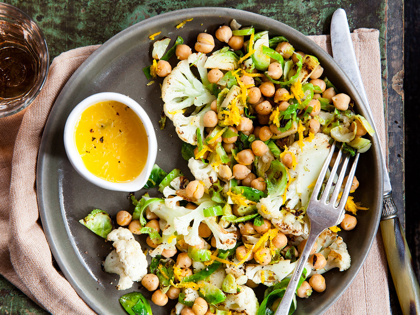 Citrus salad with cauliflower and brussels sprouts. Picture / Babiche Martens.