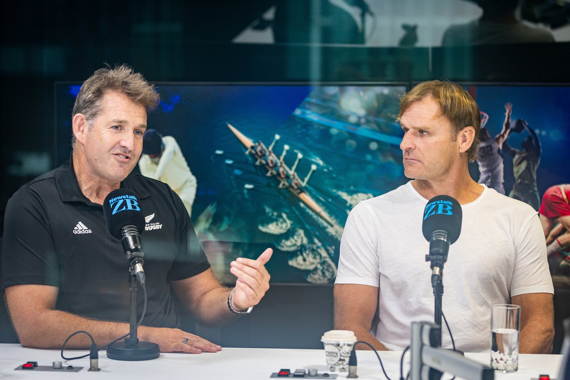 New Zealand Rugby CEO Mark Robinson (left) and All Blacks coach Scott Robertson have both departed their roles. Photo / Michael Craig