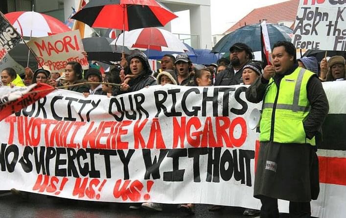 Ngāpuhi Iwi leader Mane Tahere stands with his iwi. Photo / Supplied
