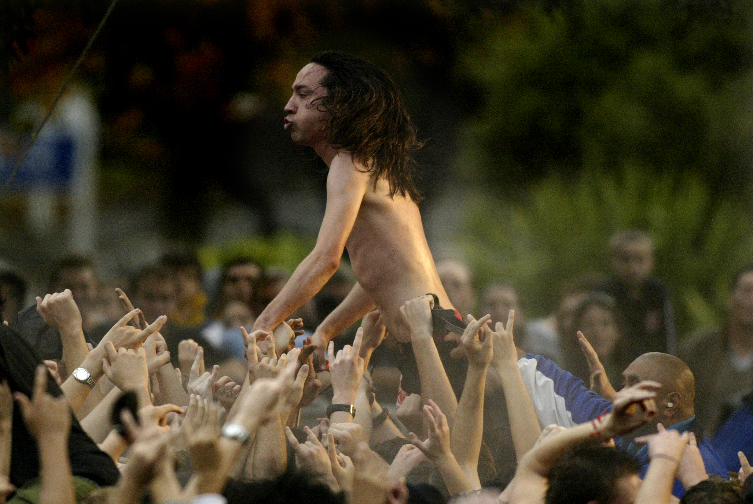 With the kids in the mosh at Aotea Square, 2005. Photo / Richard Robinson