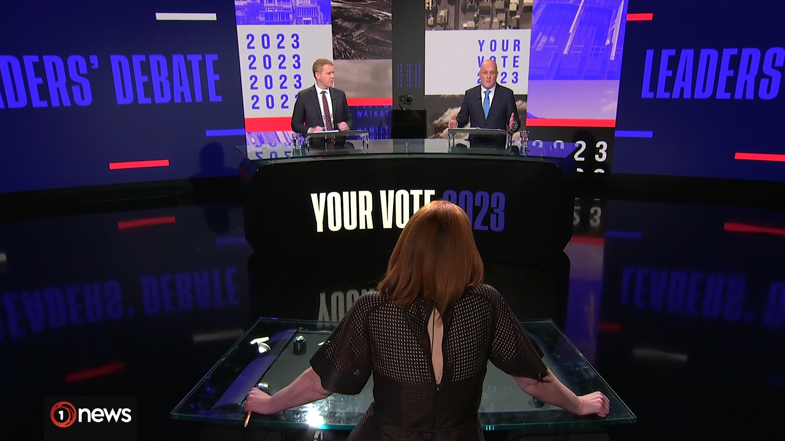Jessica Mutch McKay is moderating the debate between Chris Hipkins and Christopher Luxon. Photo / TVNZ
