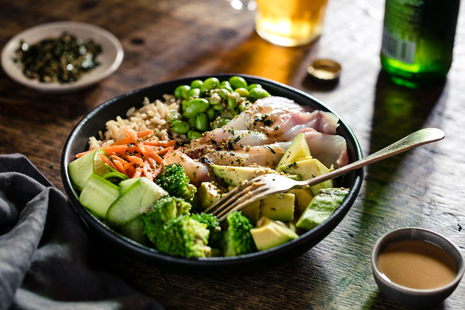 Serve with thinly sliced Hapuka or tofu. Photo / Babiche Martens