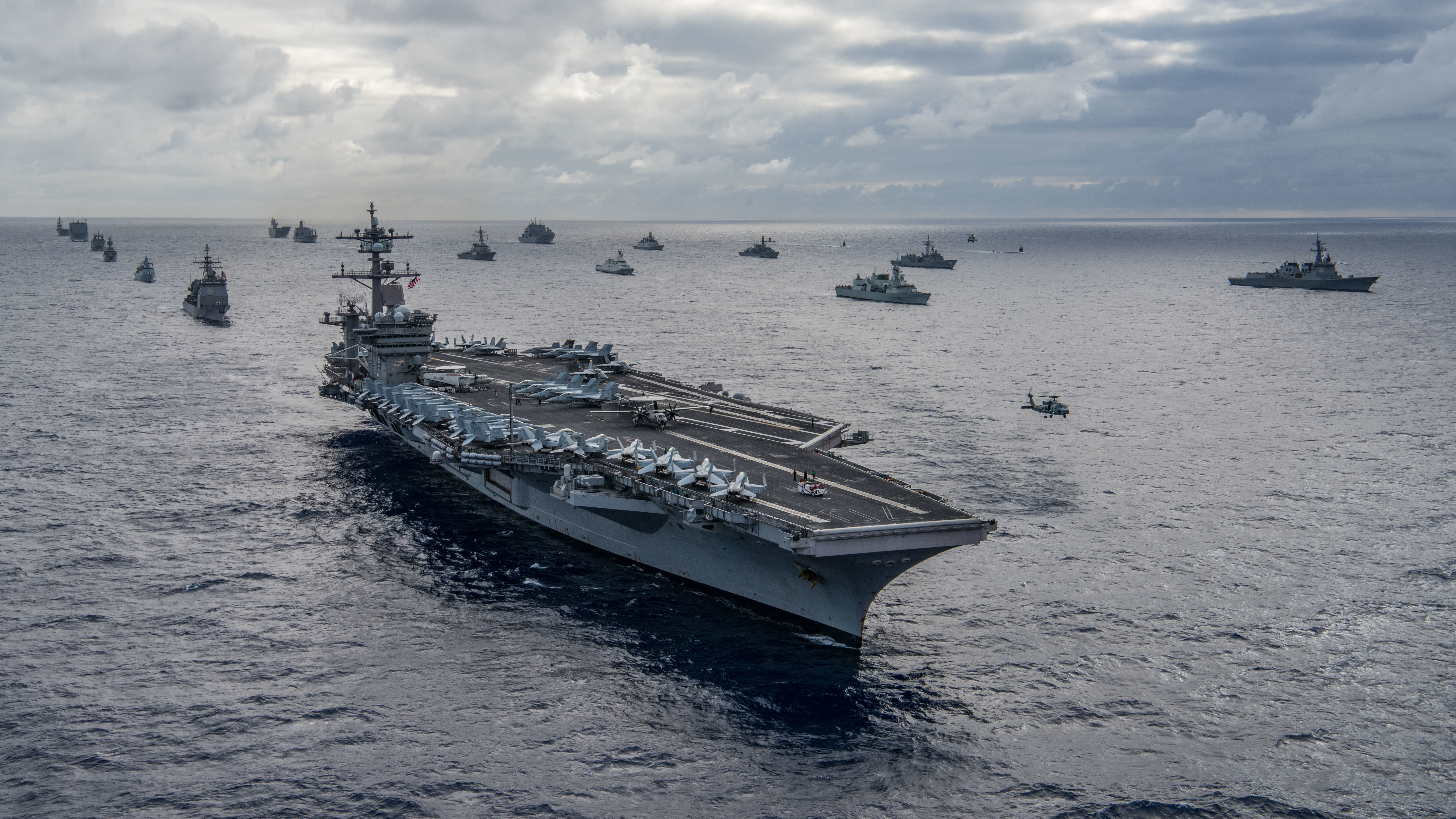 A multinational fleet led by the US carrying out joint exercises in the Pacific. Photo / US Navy