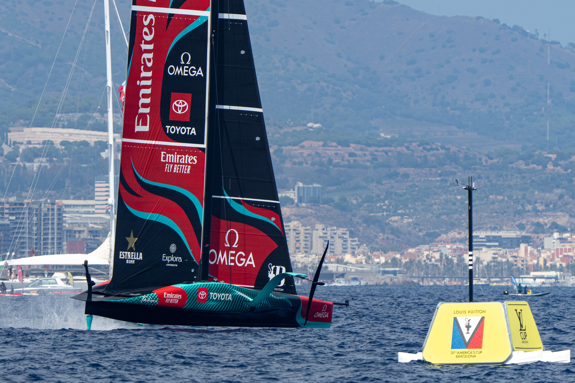 Emirates Team New Zealand were back in action on day three of the Louis Vuitton Cup. Photo / Ian Roman, America's Cup