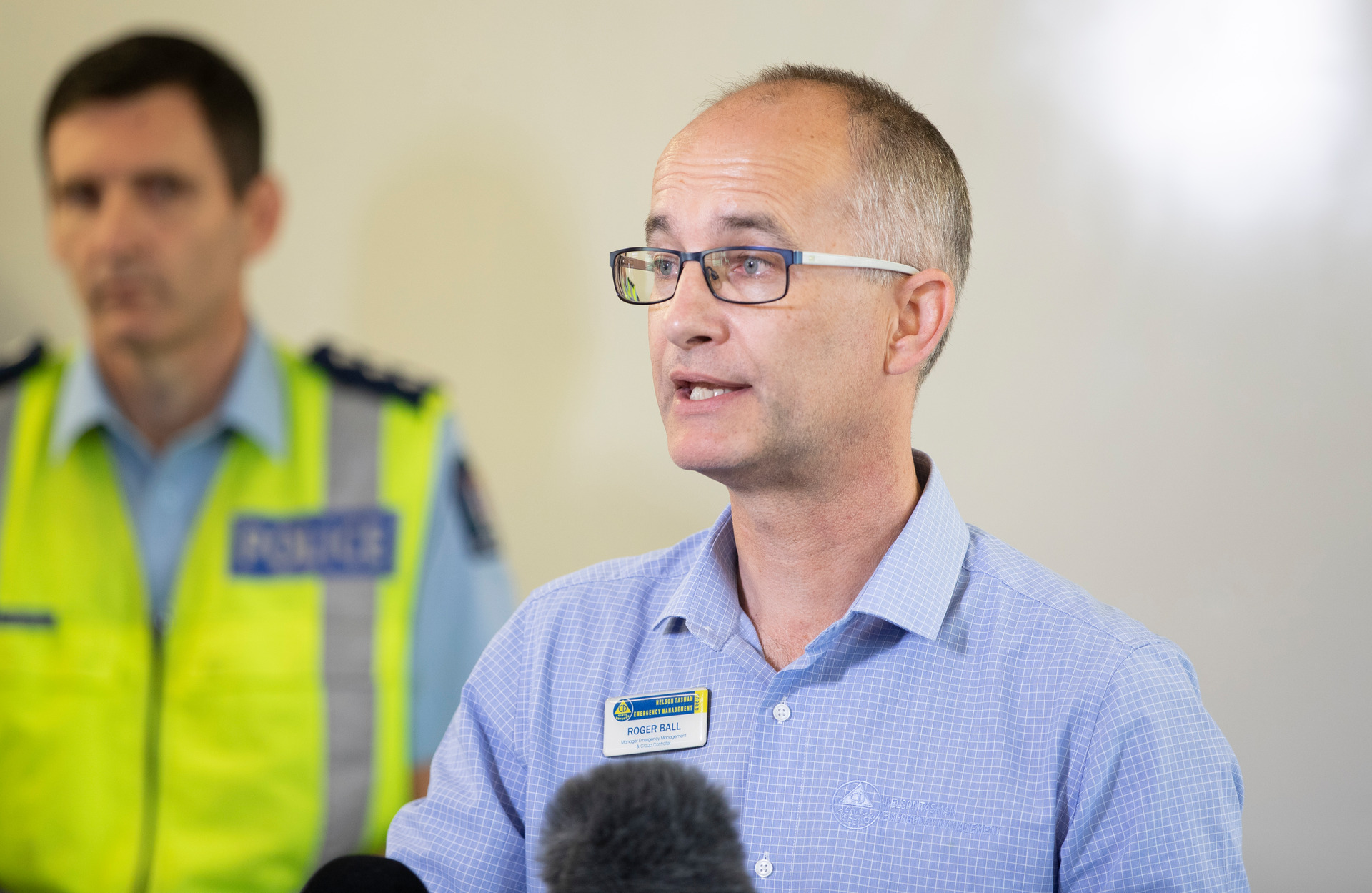 NEMA director Roger Ball providing an update after a previous natural disaster in 2021. Photo / Mark Mitchell