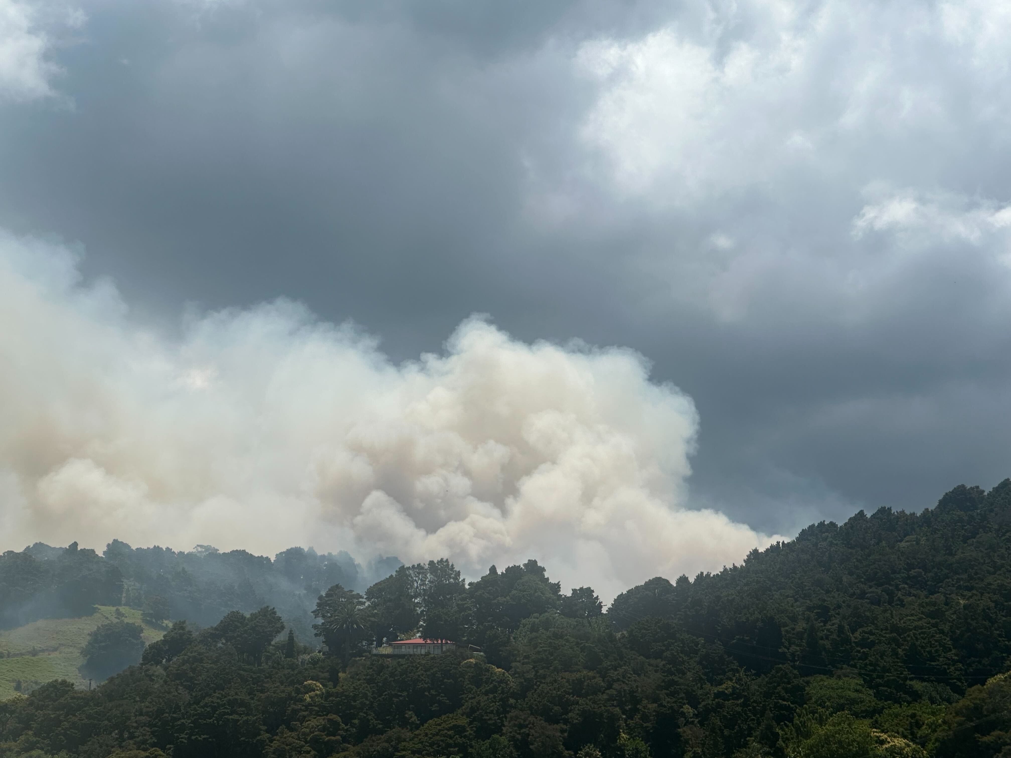 Smoke seen in Waikaraka, Whangārei, after reports of a fire near Onerahi and Tamaterau. Photo / Rachel Maher